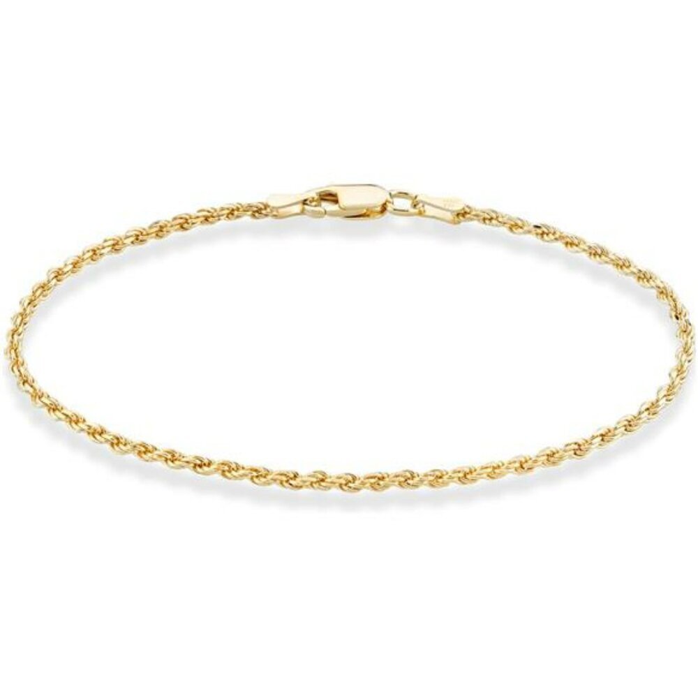 Gold Over Silver Rope Chain Anklet for Women Italian 925 Dainty Foot Bracelet